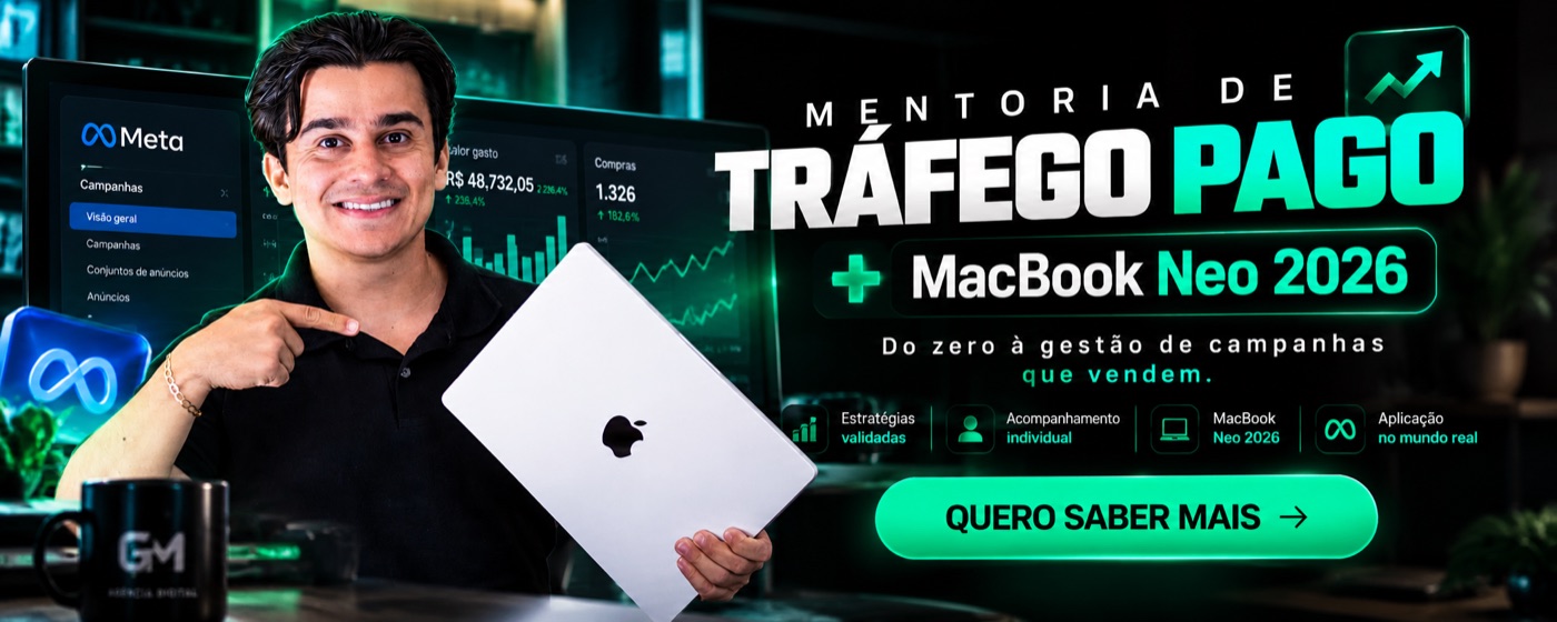Sorteio: Mentoria de Tráfego Pago + MacBook Neo 2026